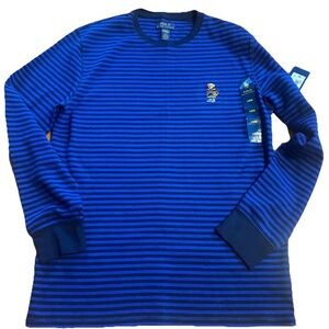 NWT!!! Mens Ralph Lauren Embroidered Basketball Teddy Waffle Knit Thermal Shirt